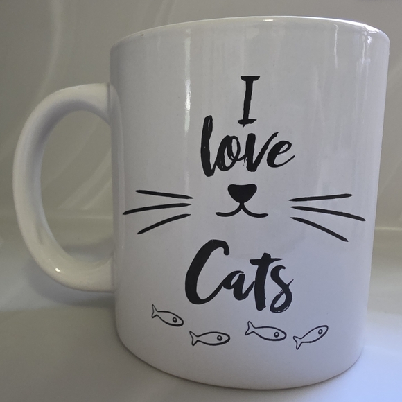Set Of 2 White Cat Graphic Coffee Mugs - Picture 2 of 4